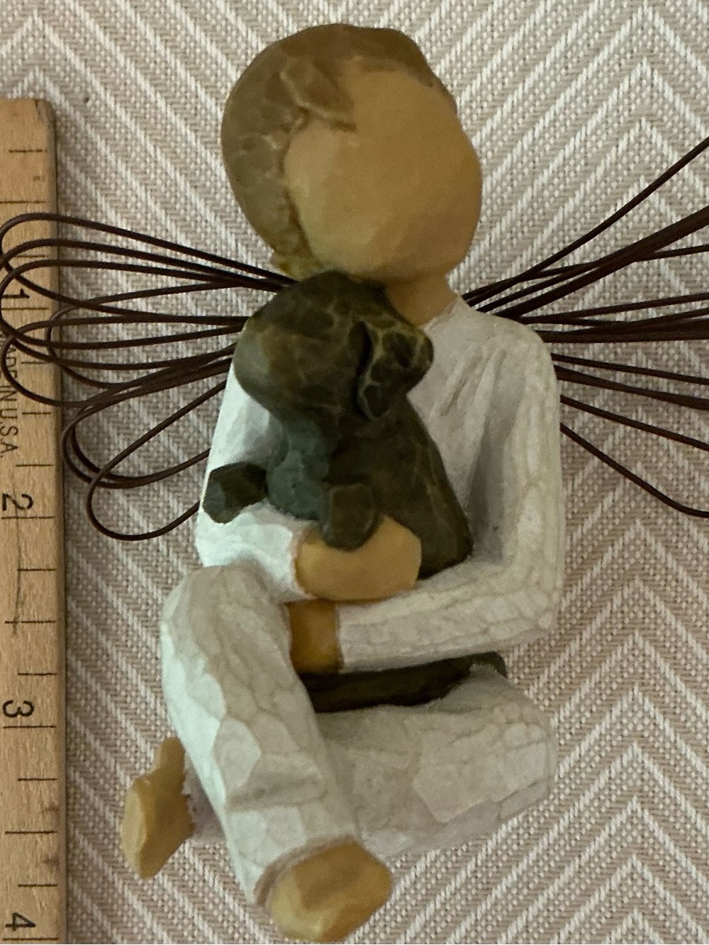 Willow Tree White Angel of Comfort Figurine with Dark Dog